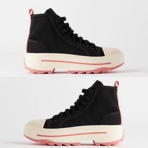 Zara chunky sole lace up platform high top sneaker
